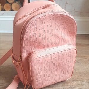Juicy Couture Pink Faux Leather Monogram Small Backpack Rose Gold